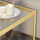 21.6" Tall Modern Rectangular Glass Top Side Table Iron Frame End Table with Shelf