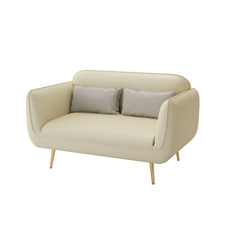 グラム静止フェイクレザースクエアアームリビングルームステイン耐性ソファ