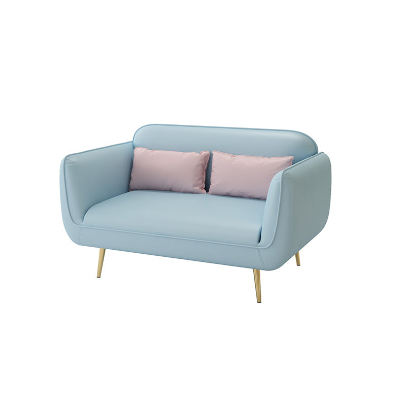 グラム静止フェイクレザースクエアアームリビングルームステイン耐性ソファ