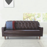 Glam Tufted Split-Back Sloped Arm Faux Leather Stain Resistant Sofa