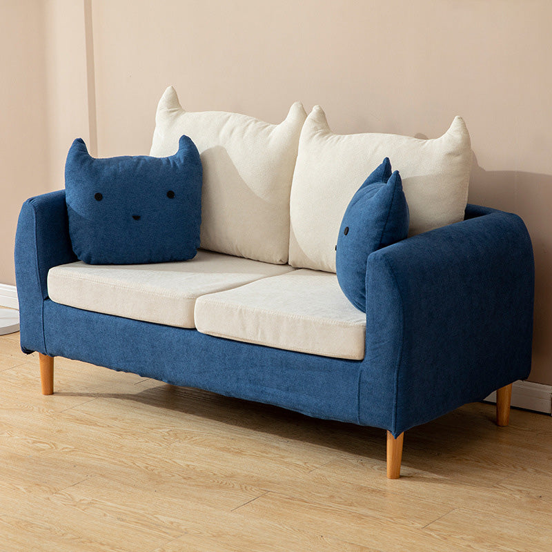 Contemporary Tuxedo Arm Sofa Washable Standard Sofa for Living Room, Apartment Dark Blue-White Clearhalo 'furn' 'furn_sofas' 'Furniture' 'Living Room Furniture' 'Sofa' 'sofas' 5513921
