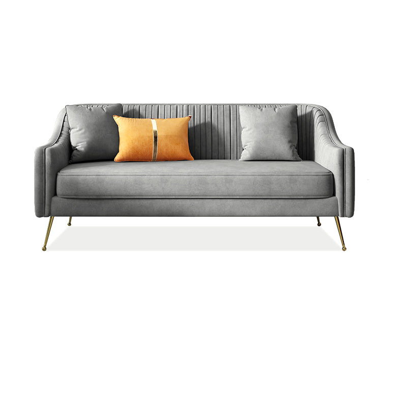 Glam Sewn Pillow Back Living Room Slipcovered Sloped Arm Seating Grey Clearhalo 'furn' 'furn_sofas' 'Furniture' 'Living Room Furniture' 'Sofa' 'sofas' 5514011