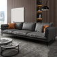 Stain Resistant Faux Leather Contemporary Square Arm Sofa Couch in Grey