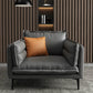 Stain Resistant Faux Leather Contemporary Square Arm Sofa Couch in Grey