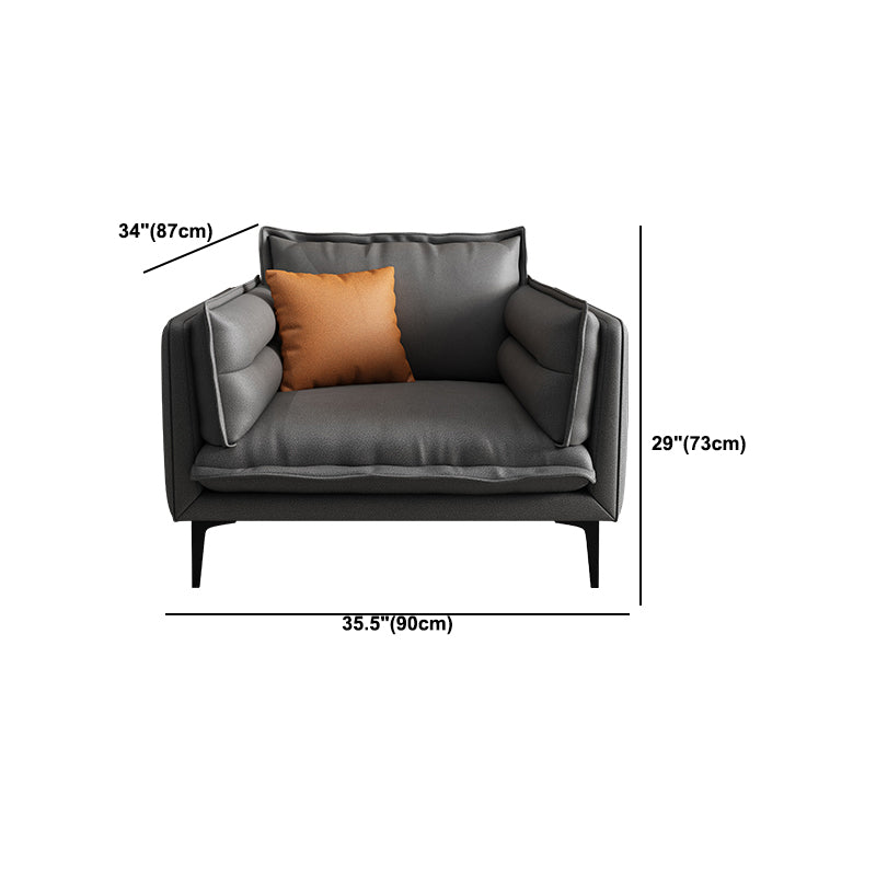 Stain Resistant Faux Leather Contemporary Square Arm Sofa Couch in Grey