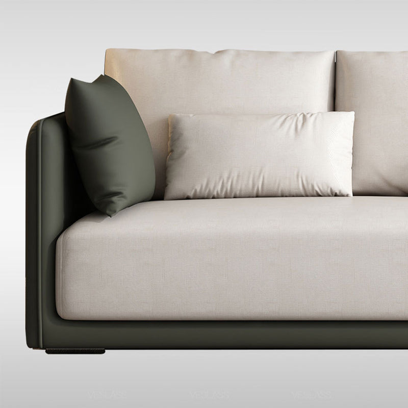 Faux Leather Sofa Sofa 37.40" D x 31.49" H Square Arm Sofa for Living Room Clearhalo 'furn' 'furn_sofas' 'Furniture' 'Living Room Furniture' 'Sofa' 'sofas' 5514107