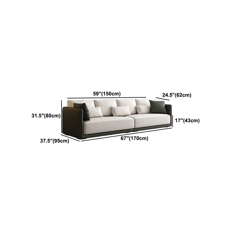Faux Leather Sofa Sofa 37.40" D x 31.49" H Square Arm Sofa for Living Room Clearhalo 'furn' 'furn_sofas' 'Furniture' 'Living Room Furniture' 'Sofa' 'sofas' 5514109