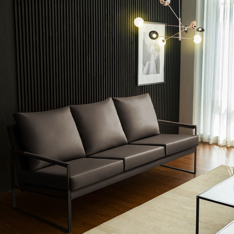 Sofá de brazo cuadrado de cuero moderno de mediados de siglo 32.2 "H para sala de estar