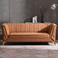 Faux Leather Modern Tuxedo Arm Sofa Standard Sofa with Sewn Pillow Back Orange Clearhalo 'furn' 'furn_sofas' 'Furniture' 'Living Room Furniture' 'Sofa' 'sofas' 5514208