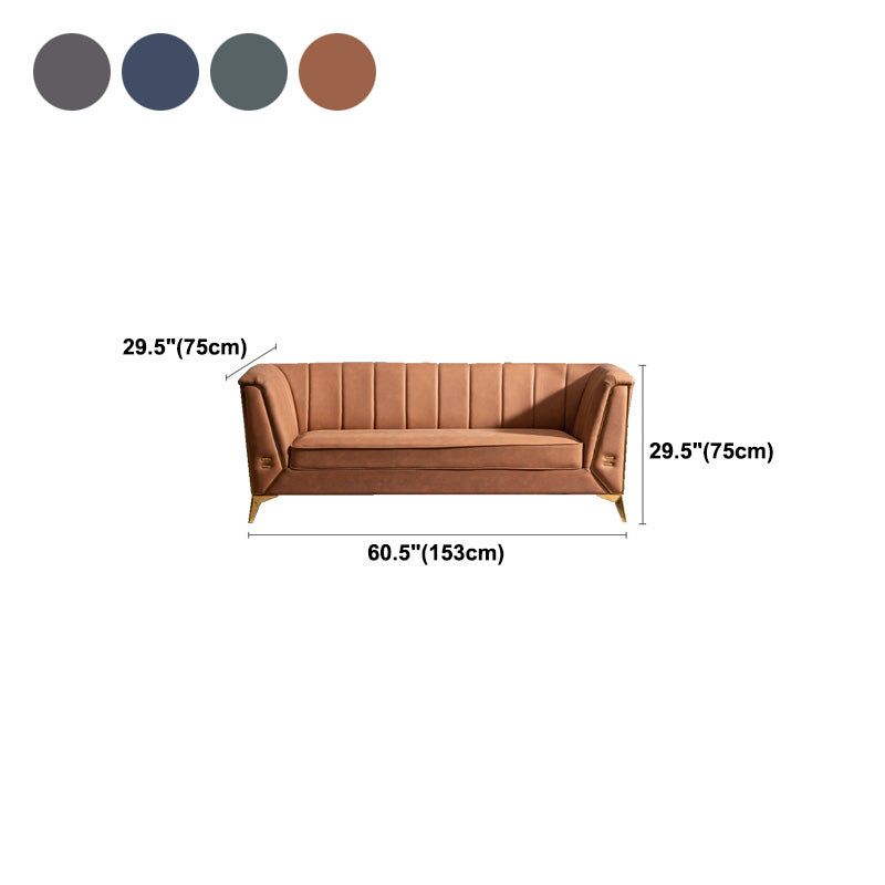 Faux Leather Modern Tuxedo Arm Sofa Standard Sofa with Sewn Pillow Back Clearhalo 'furn' 'furn_sofas' 'Furniture' 'Living Room Furniture' 'Sofa' 'sofas' 5514214