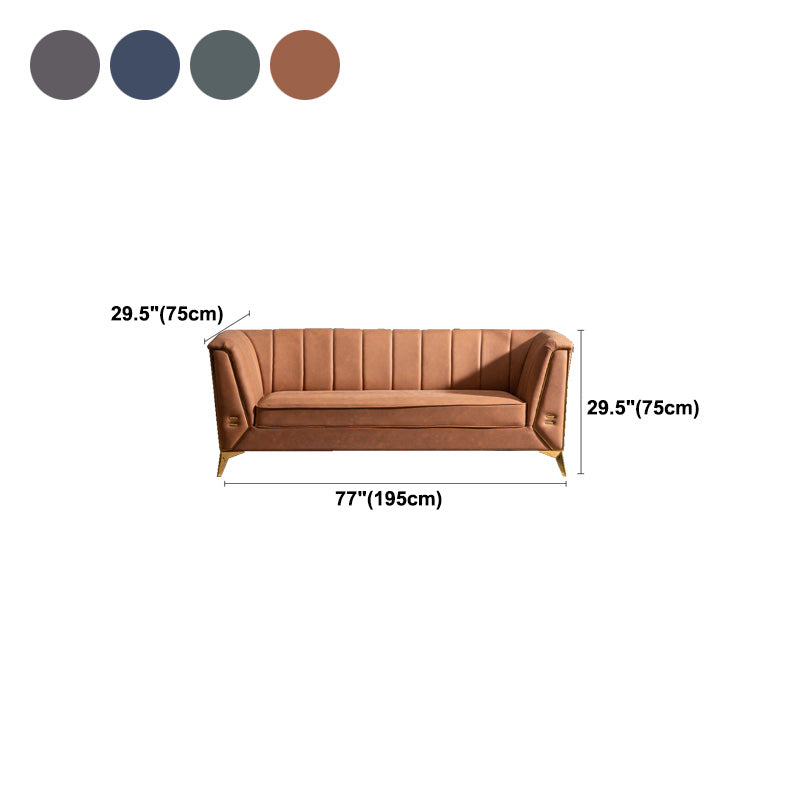 Faux Leather Modern Tuxedo Arm Sofa Standard Sofa with Sewn Pillow Back Clearhalo 'furn' 'furn_sofas' 'Furniture' 'Living Room Furniture' 'Sofa' 'sofas' 5514215