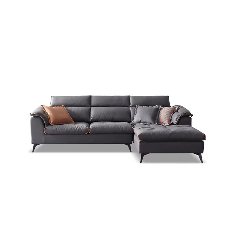 Contemporary Stain-Resistant Faux Leather Dark Gray for Living Room Sofa