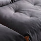 Contemporary Stain-Resistant Faux Leather Dark Gray for Living Room Sofa