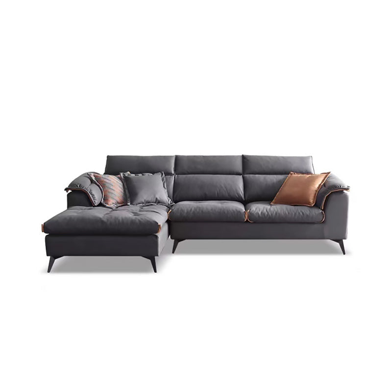 Contemporary Stain-Resistant Faux Leather Dark Gray for Living Room Sofa