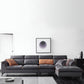 Contemporary Stain-Resistant Faux Leather Dark Gray for Living Room Sofa