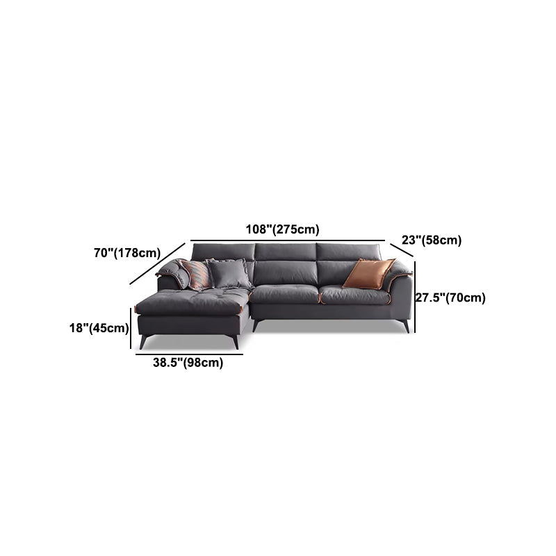 Contemporary Stain-Resistant Faux Leather Dark Gray for Living Room Sofa