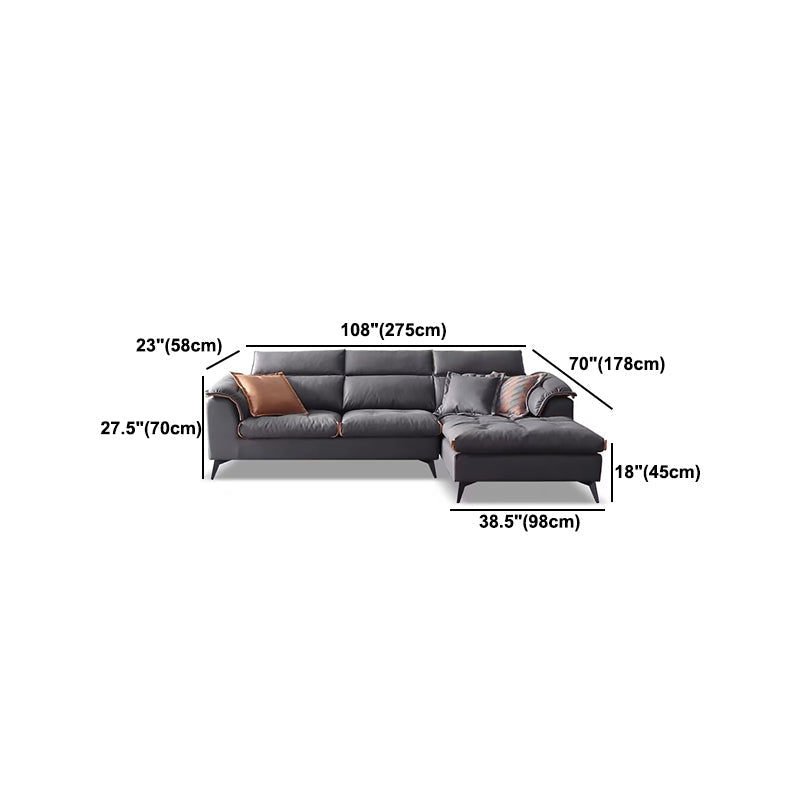 Contemporary Stain-Resistant Faux Leather Dark Gray for Living Room Sofa