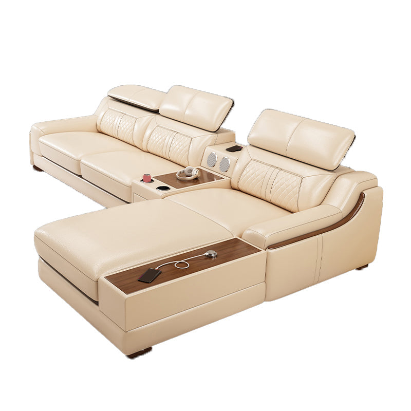 Divano e chaise con armi inclinate resistenti alla vera pelle contemporanea divano e chaise