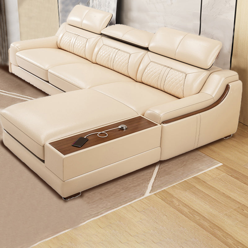 Divano e chaise con armi inclinate resistenti alla vera pelle contemporanea divano e chaise