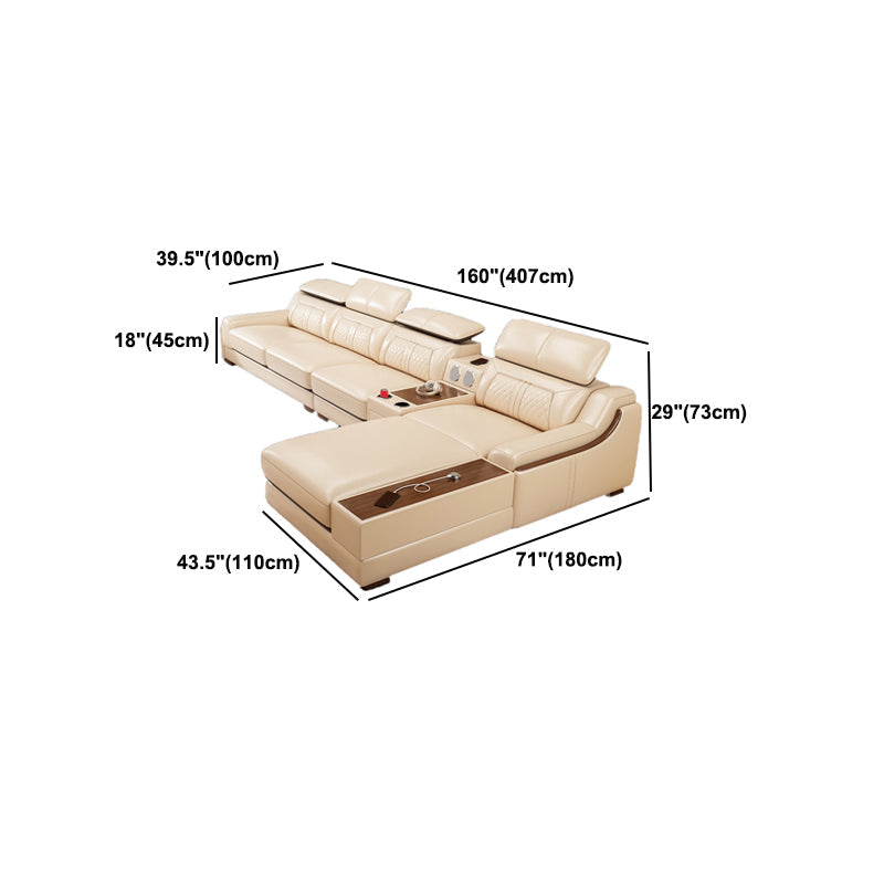 Divano e chaise con armi inclinate resistenti alla vera pelle contemporanea divano e chaise