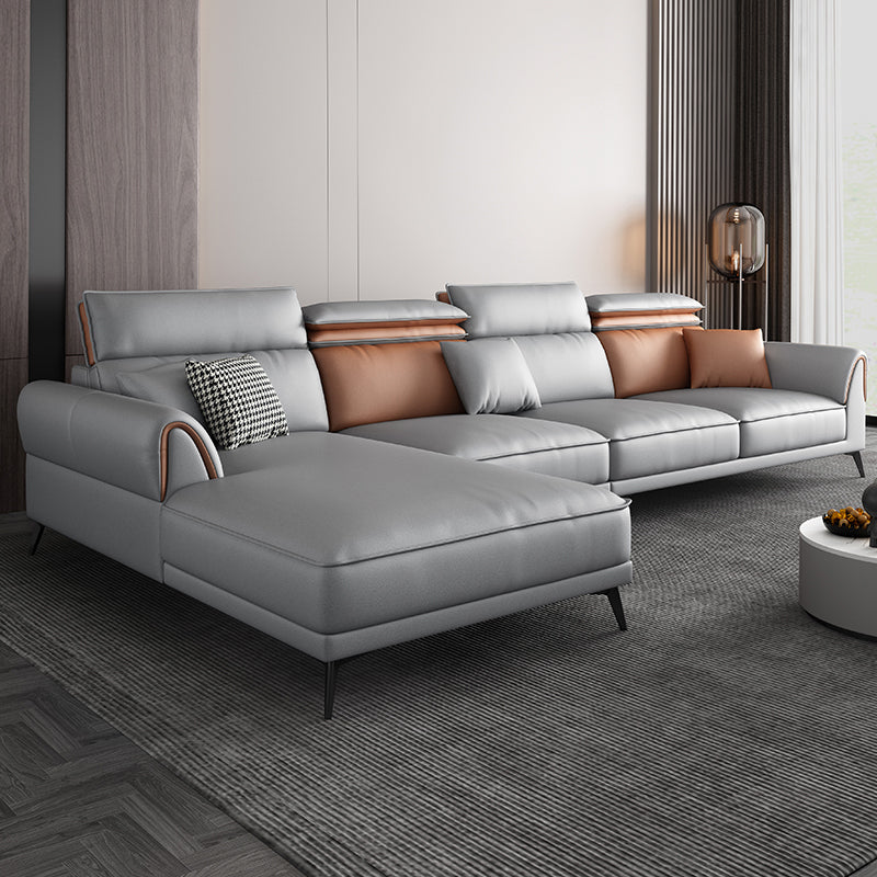 Contemporary Stain-Resistant Faux Leather 4-Seater L-Shape Sofa