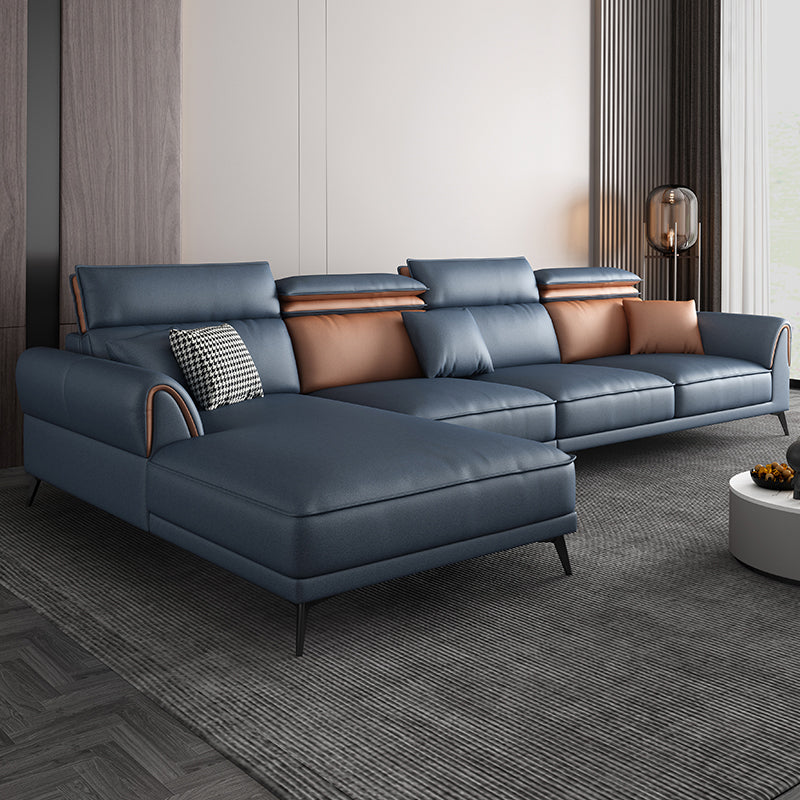 Contemporary Stain-Resistant Faux Leather 4-Seater L-Shape Sofa