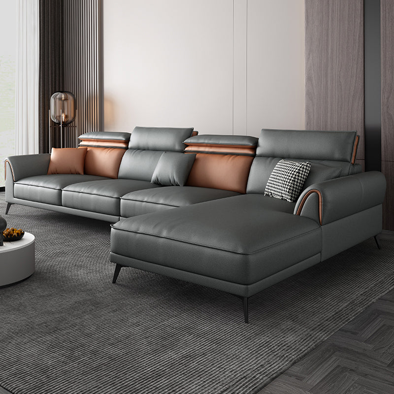 Contemporary Stain-Resistant Faux Leather 4-Seater L-Shape Sofa