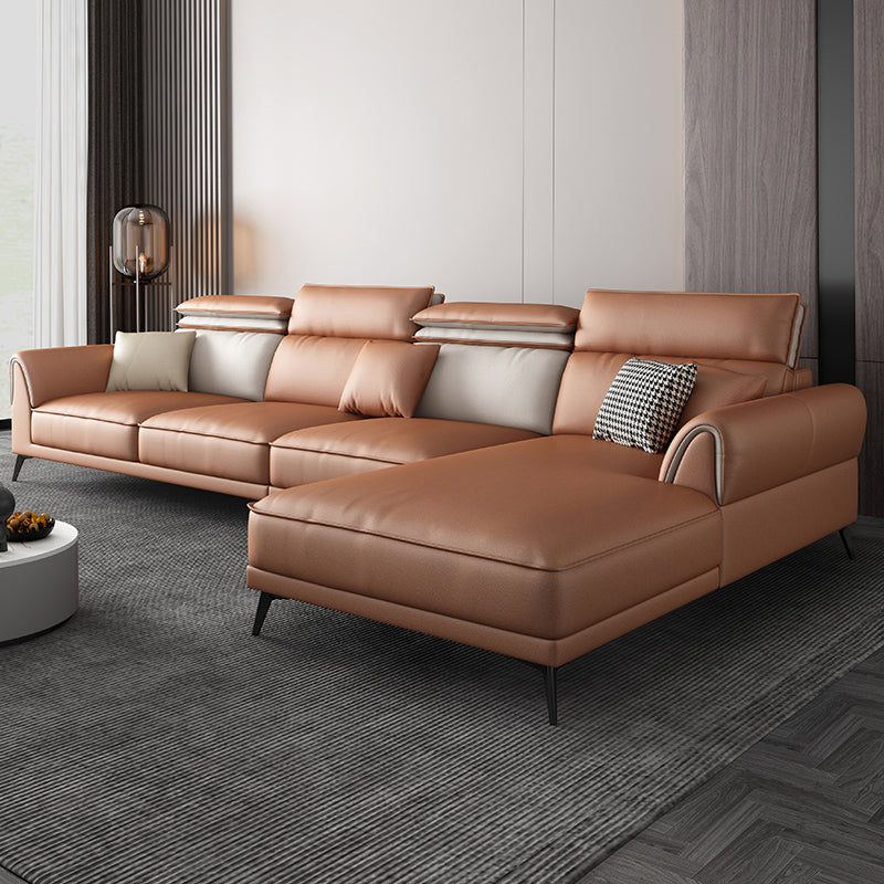 Contemporary Stain-Resistant Faux Leather 4-Seater L-Shape Sofa