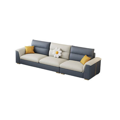 Glam 3/4 Seater Faux Leather Pillow Top Arm Sofa for Living Room