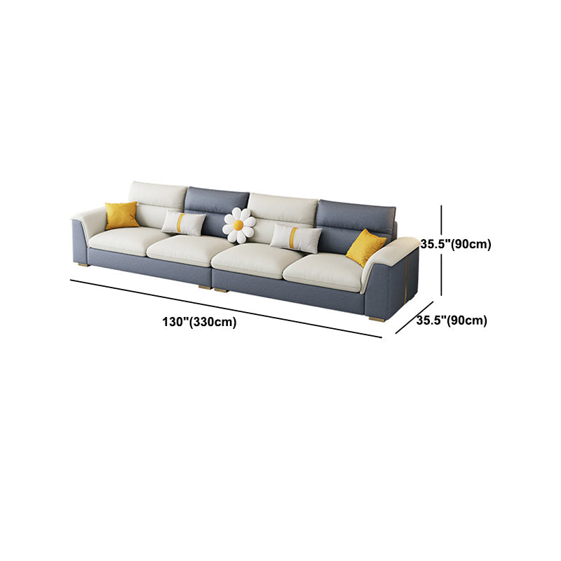 Glam 3/4 Seater Faux Leather Pillow Top Arm Sofa for Living Room