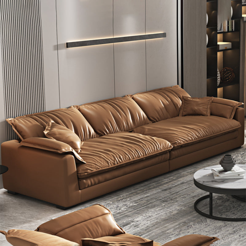 Divano in stile glam con un divano in pelle arancione piena di rivestimento arancione arancione