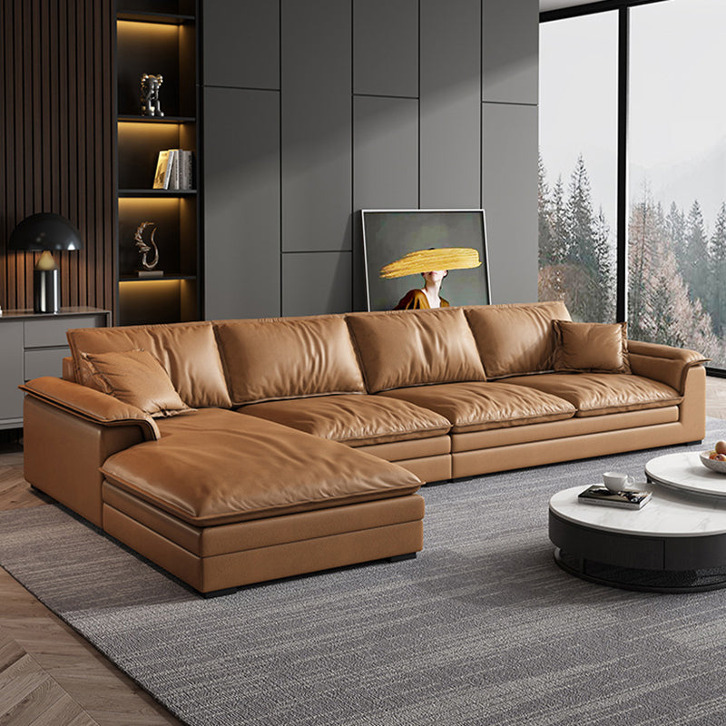 Divano in stile glam con un divano in pelle arancione piena di rivestimento arancione arancione