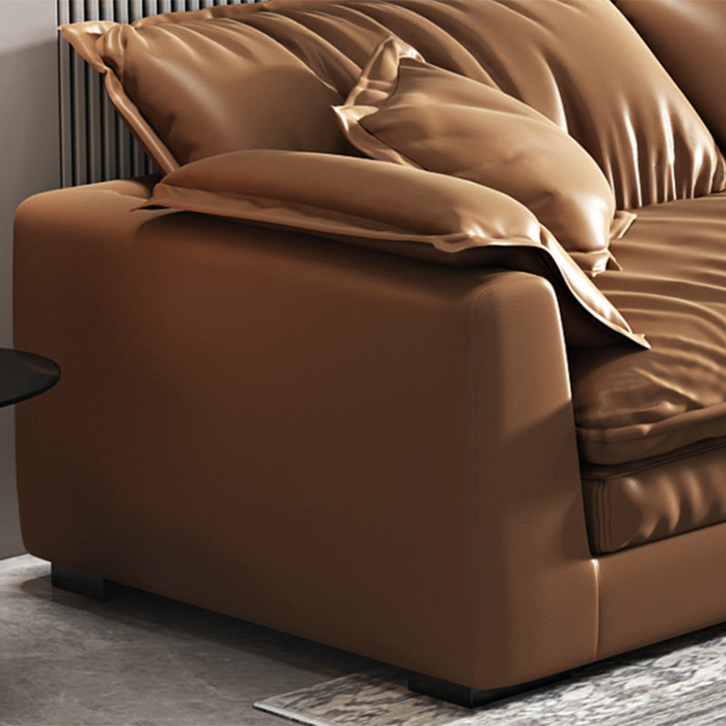 Divano in stile glam con un divano in pelle arancione piena di rivestimento arancione arancione