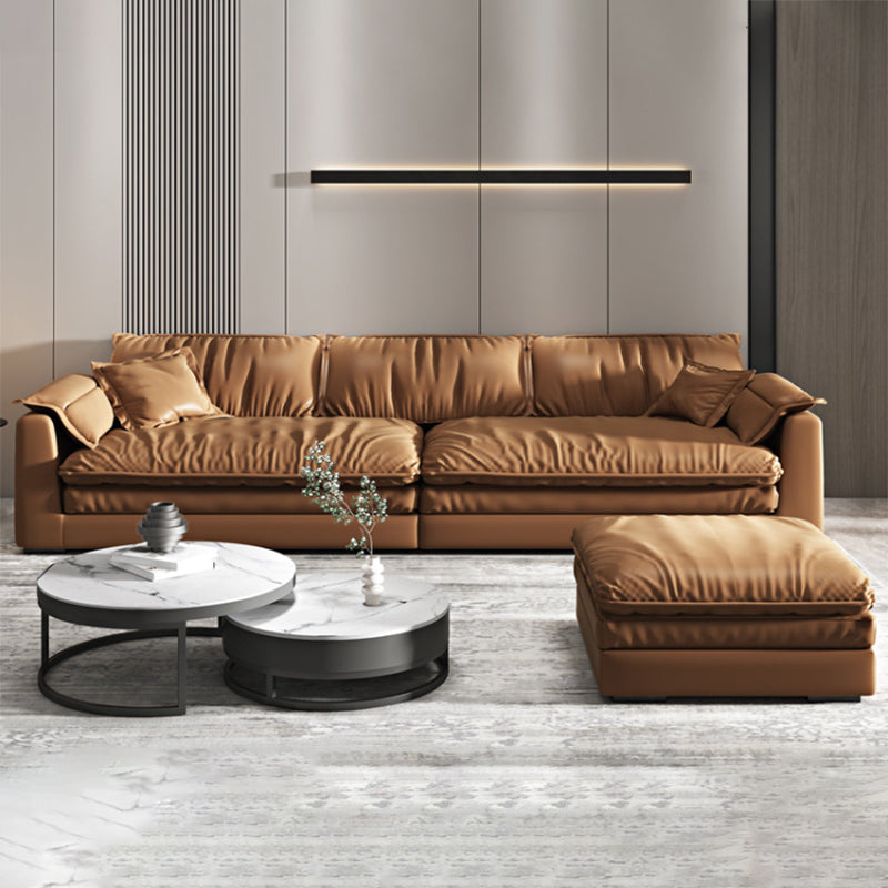 Divano in stile glam con un divano in pelle arancione piena di rivestimento arancione arancione