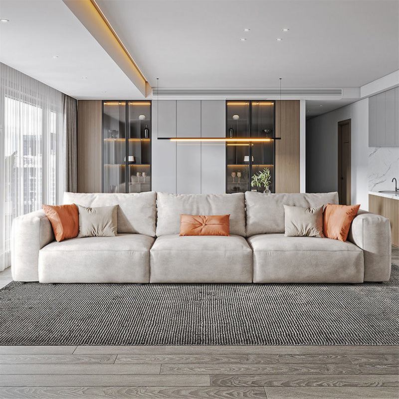 Square Armrest Belt Pillow Back Sofa Bed White Cloth Art Sofa