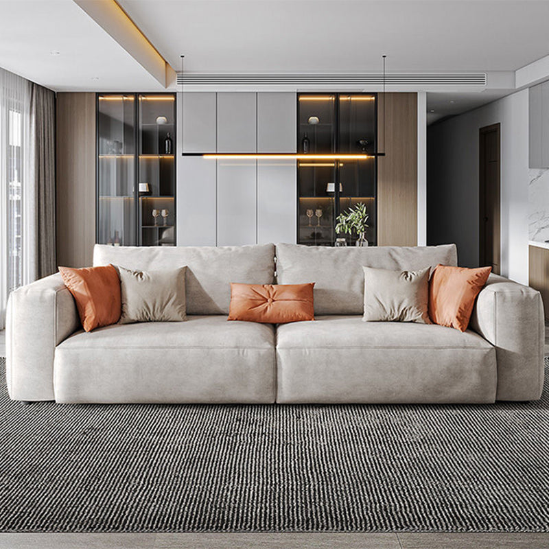 Square Armrest Belt Pillow Back Sofa Bed White Cloth Art Sofa