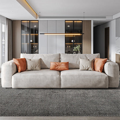 Square Armrest Belt Pillow Back Sofa Bed White Cloth Art Sofa