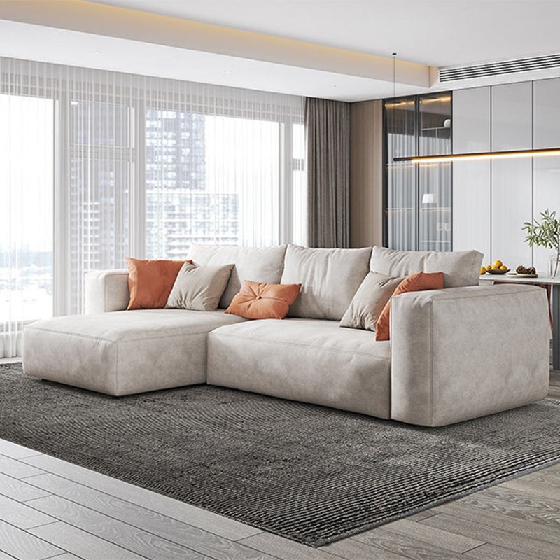 Square Armrest Belt Pillow Back Sofa Bed White Cloth Art Sofa