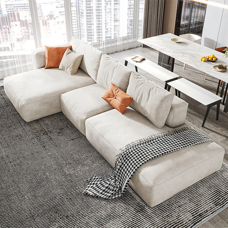 Square Armrest Belt Pillow Back Sofa Bed White Cloth Art Sofa