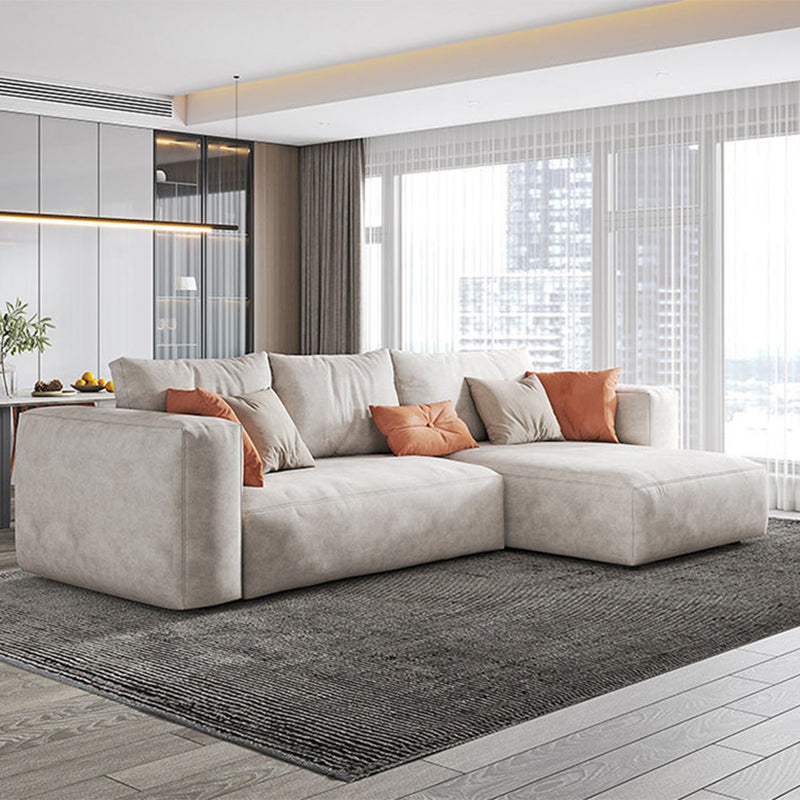 Square Armrest Belt Pillow Back Sofa Bed White Cloth Art Sofa