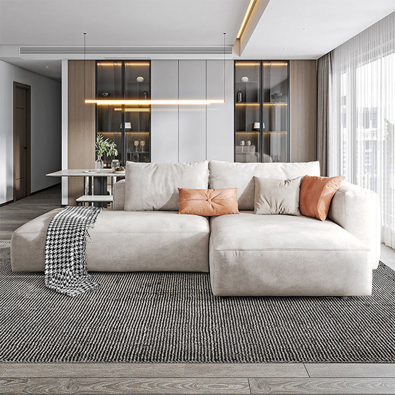 Square Armrest Belt Pillow Back Sofa Bed White Cloth Art Sofa