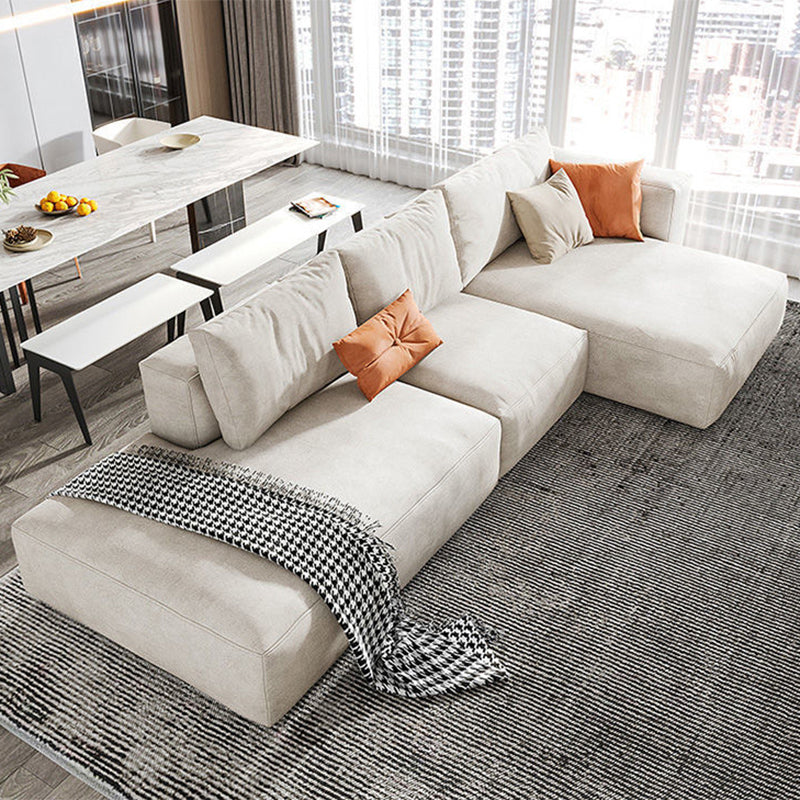 Square Armrest Belt Pillow Back Sofa Bed White Cloth Art Sofa