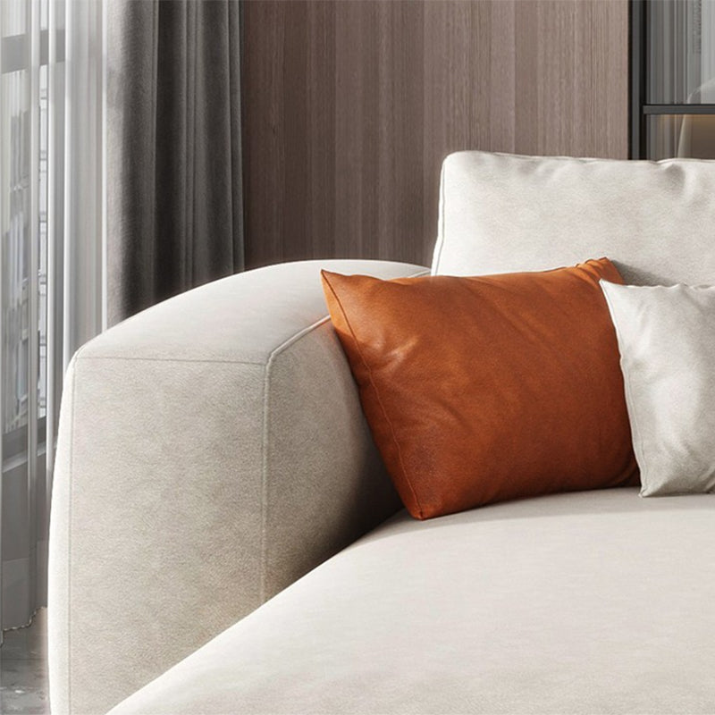 Square Armrest Belt Pillow Back Sofa Bed White Cloth Art Sofa