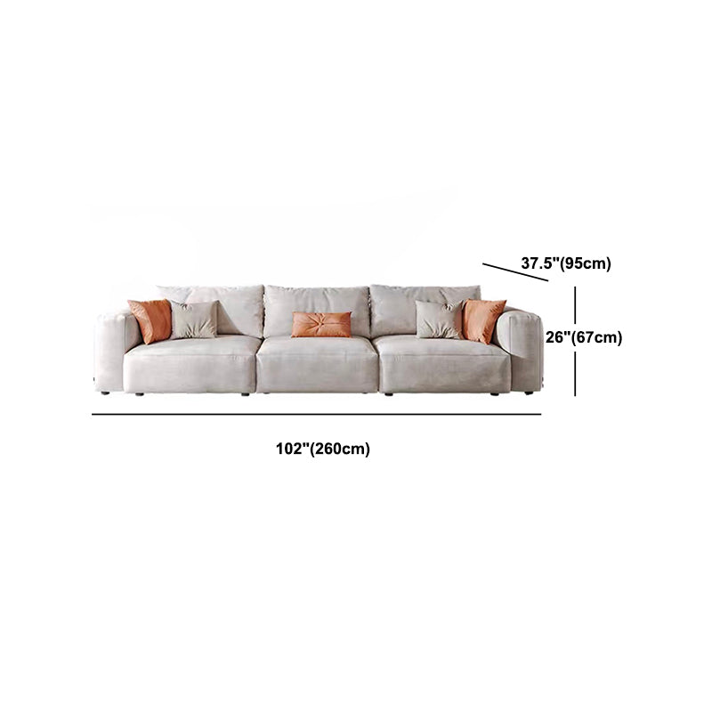 Square Armrest Belt Pillow Back Sofa Bed White Cloth Art Sofa