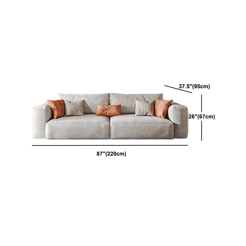 Square Armrest Belt Pillow Back Sofa Bed White Cloth Art Sofa