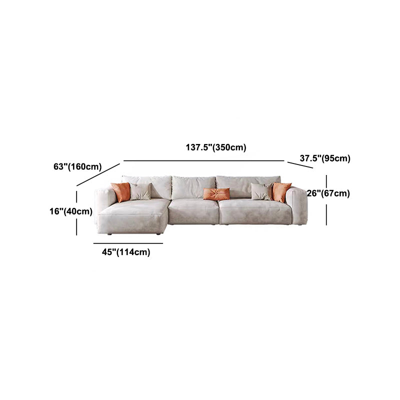 Square Armrest Belt Pillow Back Sofa Bed White Cloth Art Sofa