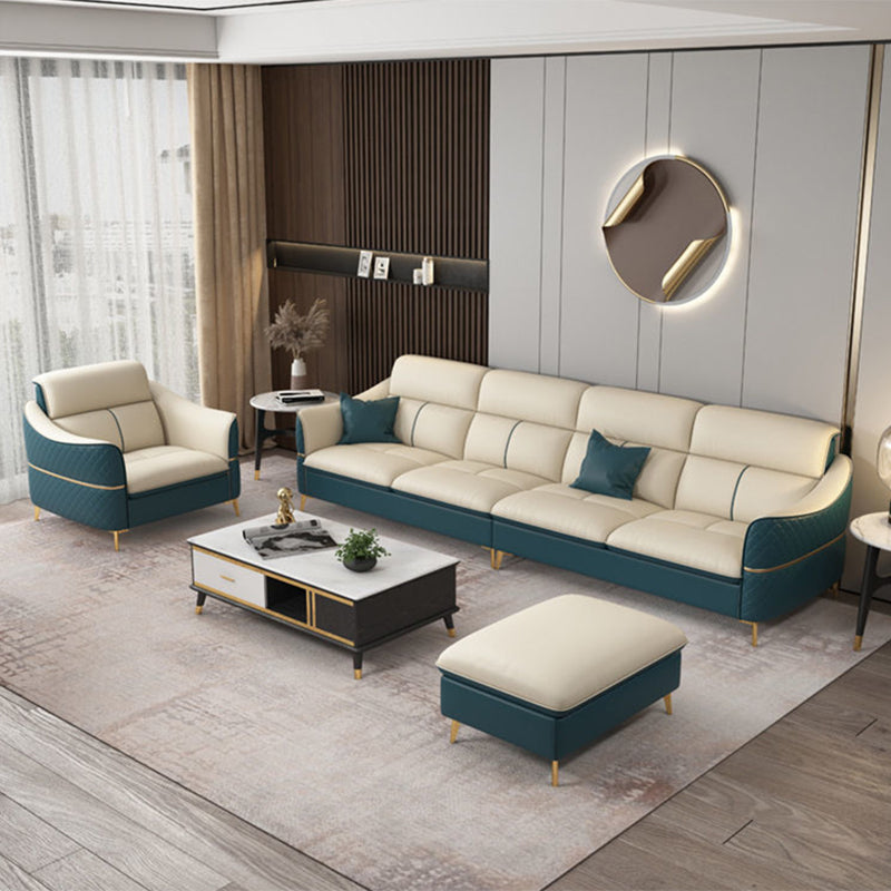 Glam Style Sofa Bed with Padded Leather and White Upholstery Sofa Clearhalo 'furn' 'furn_sectionals' 'Furniture' 'Living Room Furniture' 'Sectionals' 5514494