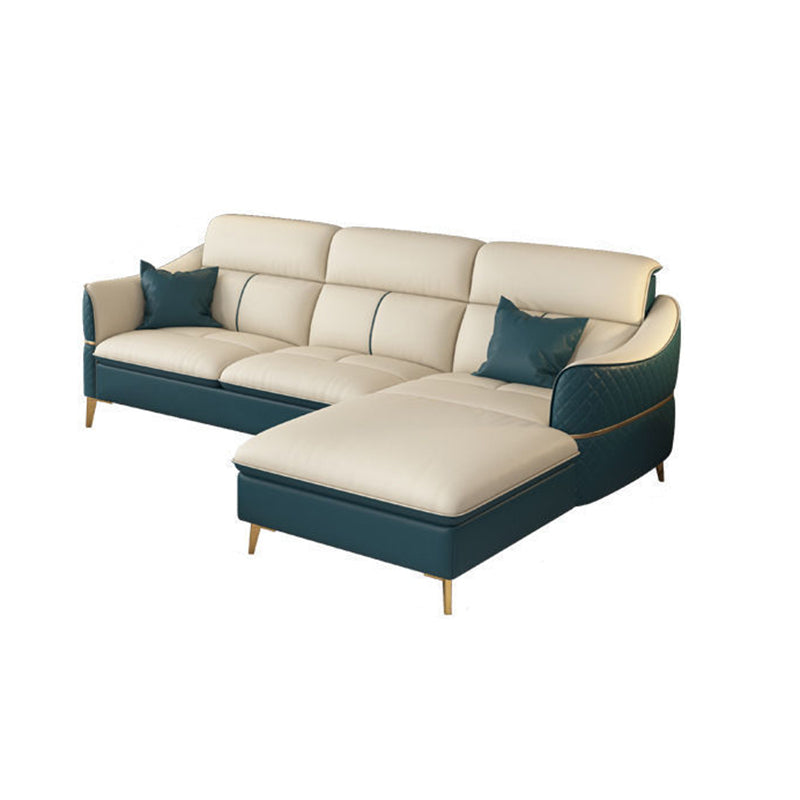 Glam Style Sofa Bed with Padded Leather and White Upholstery Sofa 83"L x 63"W x 36"H Right Clearhalo 'furn' 'furn_sectionals' 'Furniture' 'Living Room Furniture' 'Sectionals' 5514495