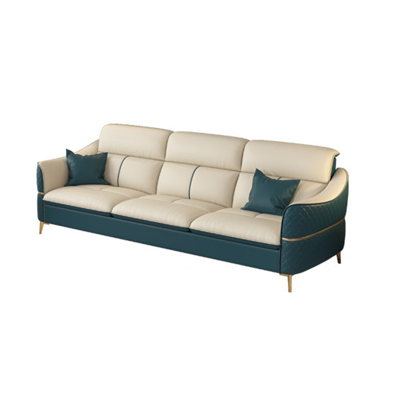 Glam Style Sofa Bed with Padded Leather and White Upholstery Sofa 83"L x 35"W x 36"H Horizontal Clearhalo 'furn' 'furn_sectionals' 'Furniture' 'Living Room Furniture' 'Sectionals' 5514496
