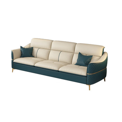 Glam Style Sofa Bed with Padded Leather and White Upholstery Sofa 83"L x 35"W x 36"H Horizontal Clearhalo 'furn' 'furn_sectionals' 'Furniture' 'Living Room Furniture' 'Sectionals' 5514496